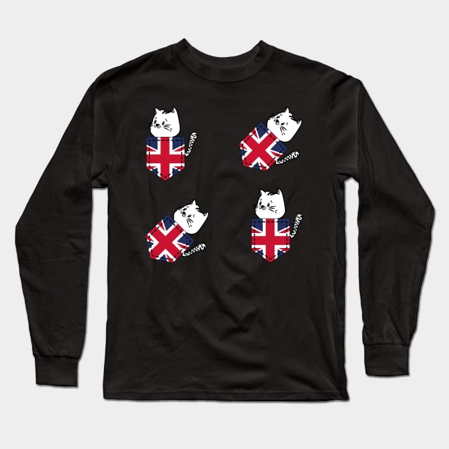 Patriotic Pocket Pussy - Cat Lover -  British Patriot Long Sleeve T-Shirt by PosterpartyCo
